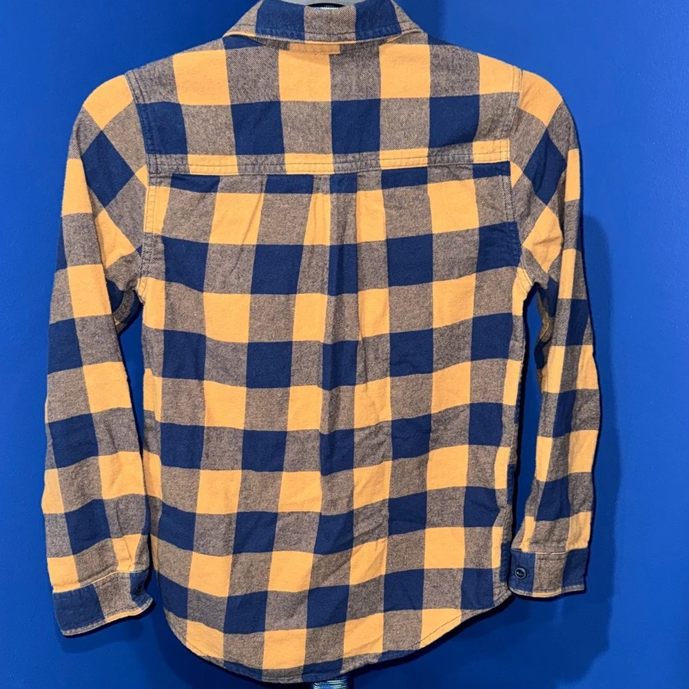 The Children's Place - Navy & Yellow Plaid Button-Down Shirt Size 10/12